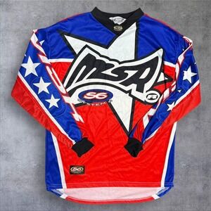 Y2K MS Racing moto sport red and blue jersey large